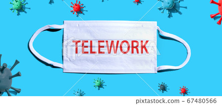 Telework theme with medical mask 67480566