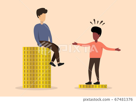 white man sitting on stack of coins - Stock Illustration [67481376] - PIXTA