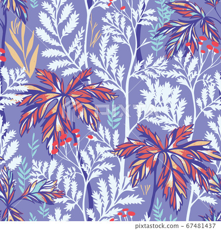 Vector Botanical Seamless Pattern - Stock Illustration [67481437] - PIXTA