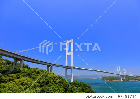 [愛媛縣]晴天下的鹿島海峽大橋 67481784