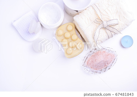 Various spa and beauty threatment products isolated on white background. Skin cream, tonicum bottle 67481843