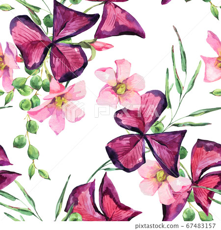 Watercolor summer flowers seamless pattern, violet Watercolor summer flowers seamless pattern, violet 67483157