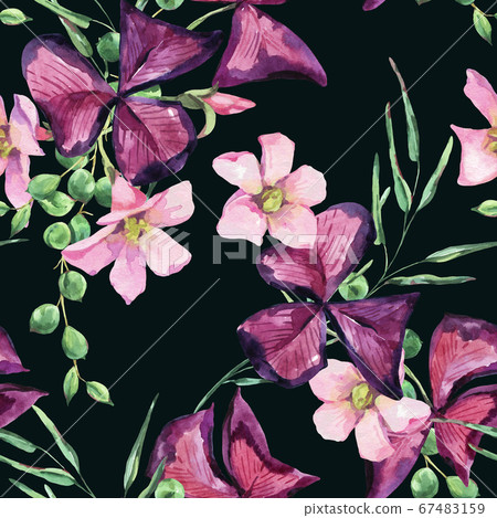 Watercolor summer flowers seamless pattern, violet Watercolor summer flowers seamless pattern, violet 67483159