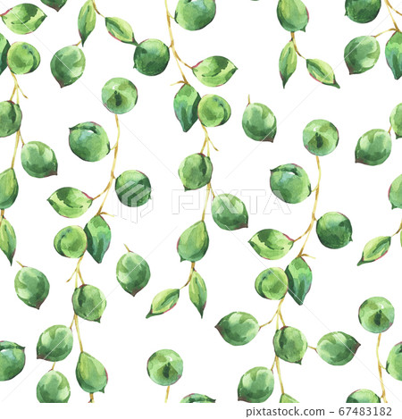 Watercolor tropical green leaves seamless pattern. - Stock Illustration ...