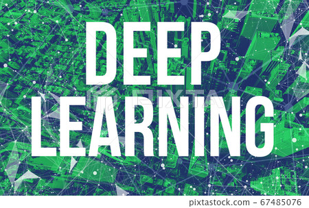 Deep learning theme with abstract network patterns and Manhattan skyscrapers 67485076