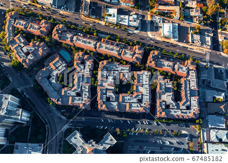 Aerial view of buildings on near Westwood, Los Angeles 67485182