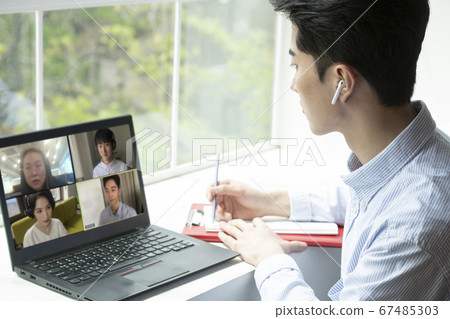 Business, video conference, man 67485303