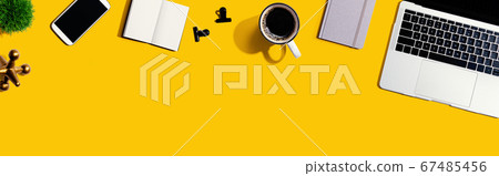 Laptop computer with office supplies Laptop computer with office supplies 67485456