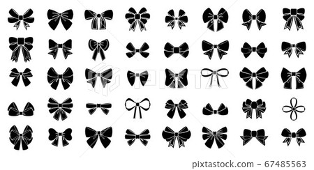 Monochrome vector bows and ribbons set. Holiday illustrations isolate Monochrome vector bows and ribbons set. Holiday illustrations isolate 67485563