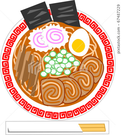 Illustration of delicious miso and soy sauce ramen 67487229