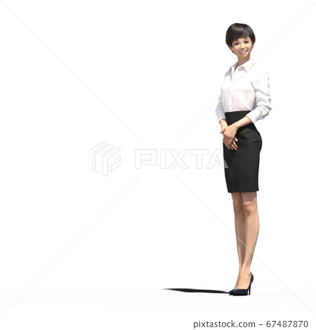 A woman in business wear walking 3DCG illustration material A woman in business wear walking 3DCG illustration material 67487870