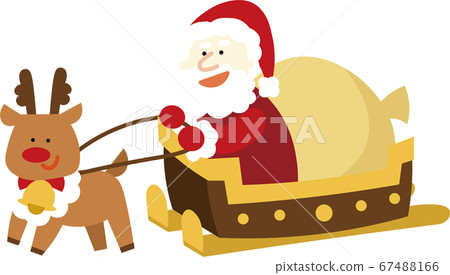 Reindeer pulling a sleigh with Santa Reindeer pulling a sleigh with Santa 67488166