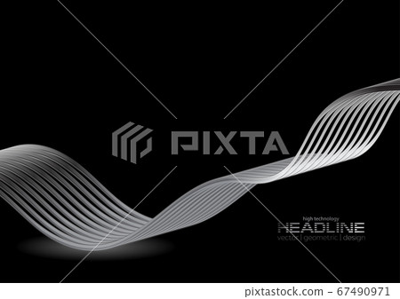 Silver metallic waves on black background - Stock Illustration ...