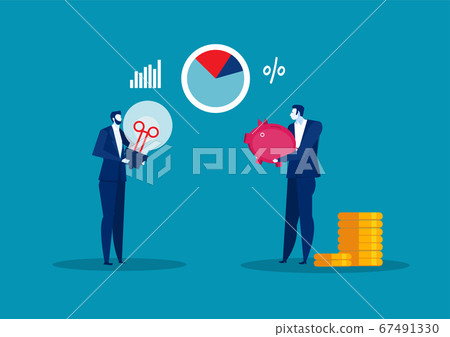 Business Man holding Piggy Bank Money... - Stock Illustration [67491330 ...