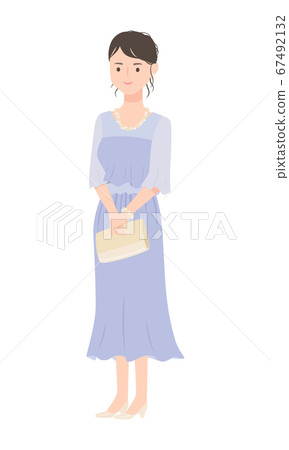 A Cute Woman Dressed In A One Piece Dress To Stock Illustration