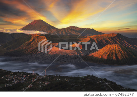 Asian traveller travel in terrace rice farm in 67492177