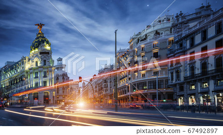 Spain cityscape at Calle de Alcala and Gran Via Spain cityscape at Calle de Alcala and Gran Via 67492897