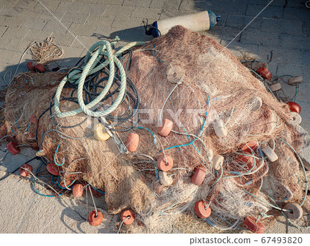 Commercial yellow and gray color fishing nets in 67493820