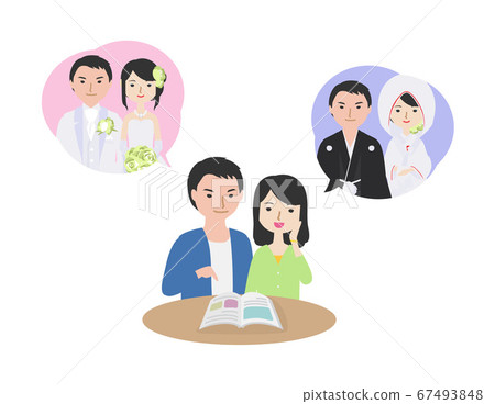 Young men and women discussing Western-style or Japanese-style wedding 67493848