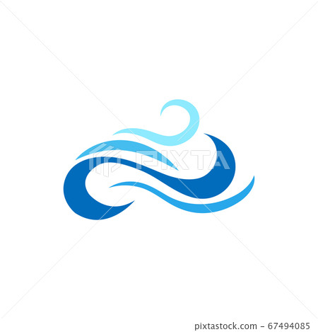 Blue ocean sea wave object flat icon vector Blue ocean sea wave object flat icon vector 67494085
