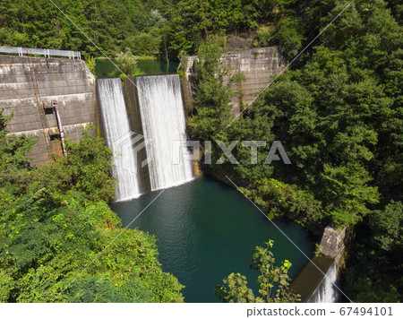 Aerial view of Kurosawa Dam (Azumino City, Nagano Prefecture) 67494101