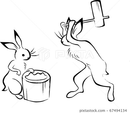 Rabbit with mochi (bird caricature) - Stock Illustration [67494134] - PIXTA