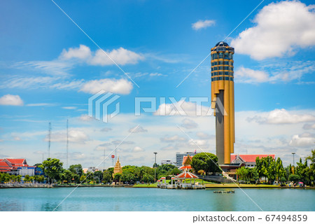 Tower of Roi Et city observatory, the symbol of local musical instrument, new Landmark in Roi Et Province, Thailand. Tower of Roi Et city observatory, the symbol of local musical instrument, new Landmark in Roi Et Province, Thailand. 67494859