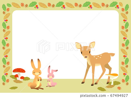 秋天的圖像動物和蘑菇框架 67494927