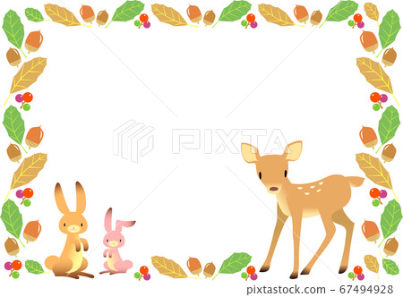 秋天的圖像動物和橡子框架 67494928