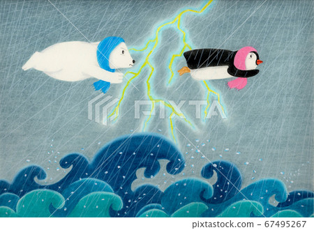 Peggin at the pole and Shillong at the north pole are good friends and go out for aerial swimming 67495267