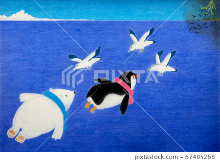 Peggin at the pole and Shillong at the north pole are good friends and go out for aerial swimming Peggin at the pole and Shillong at the north pole are good friends and go out for aerial swimming 67495268