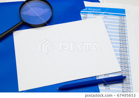 business office desk closeup - financial reports, 67495653