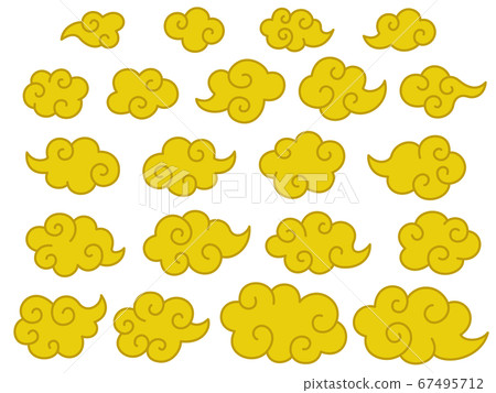Gold cloud illustration set 67495712
