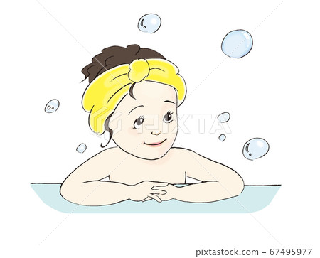一個女人在洗澡放鬆的插圖 一個女人在洗澡放鬆的插圖 67495977