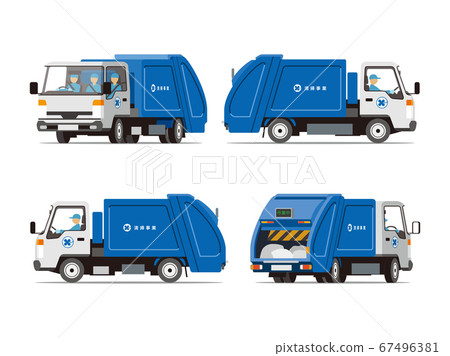 Cleaning station, garbage collection, truck. 4 angle set 67496381