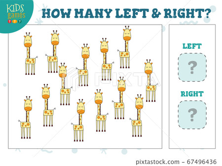 How many left and right cartoon giraffe counting game vector illustration How many left and right cartoon giraffe counting game vector illustration 67496436