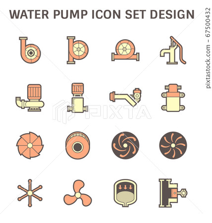 Water pump and steel blade vector icon for water 67500432