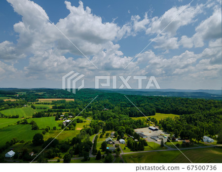 Farm fields view from above planted near the 67500736