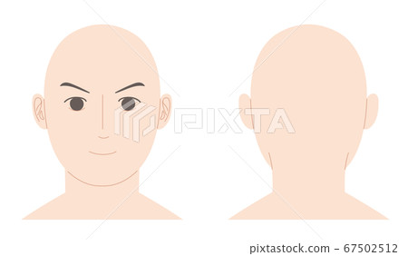 男性皮膚頭部的正面和背面圖 67502512