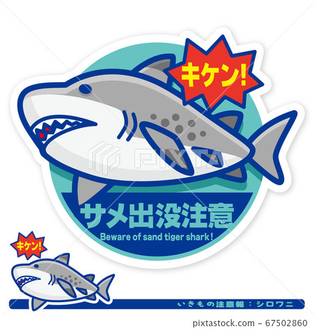 Ikimono Warning: Shark (Sand Tiger Shark) Haunting Warning Sign 67502860