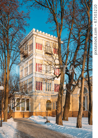 Gomel, Belarus. Rumyantsev-paskevich Palace In Snowy City Park. Winter Season. Sunny Winter Day 67503210