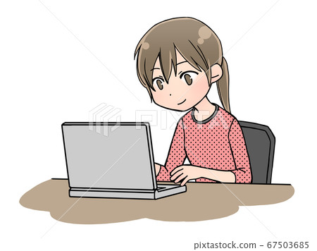 woman operating a laptop woman operating a laptop 67503685