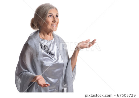 Close-up portrait of beautiful senior woman isolated Close-up portrait of beautiful senior woman isolated 67503729