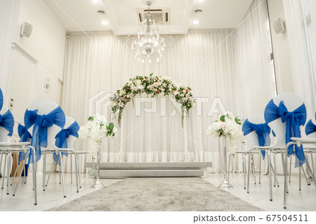 Bright room for weddings. Rows of guest chairs Bright room for weddings. Rows of guest chairs 67504511