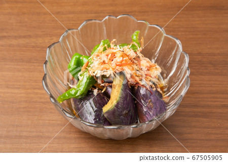 Deep fried eggplant and Manganji peppers Deep fried eggplant and Manganji peppers 67505905