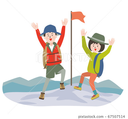 Young men and women happy to live on the mountaintop 67507514