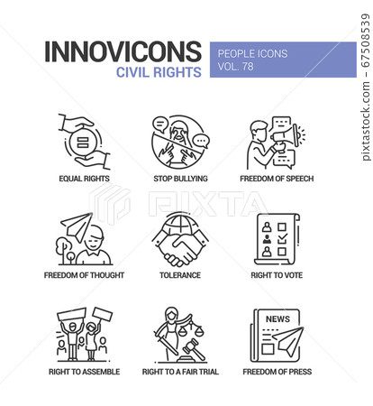 Civil rights concept line design style icons set 67508539