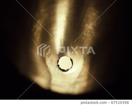 The Inside Of A long chrome Metal Tube 67510398