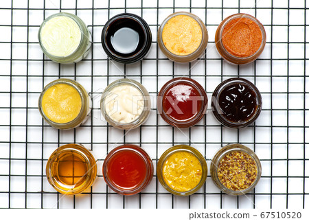 Large collection of sauces and spiced spreads in 67510520