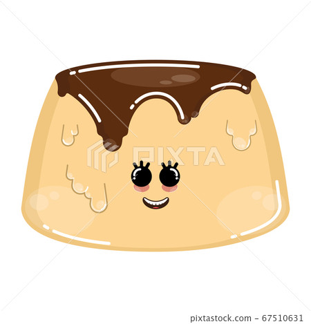 Cartoon icon of a happy flan 67510631